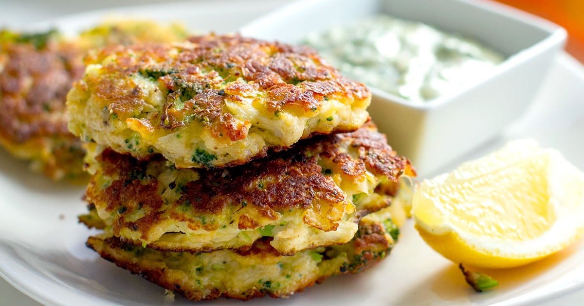 Cauliflower Fritters With Halloumi Broccoli Gluten Free Low Carb