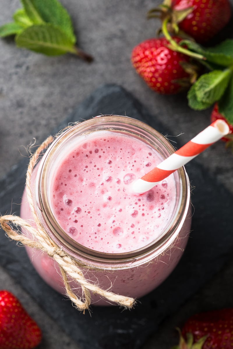 Strawberry Coconut Smoothie With Almond Butter