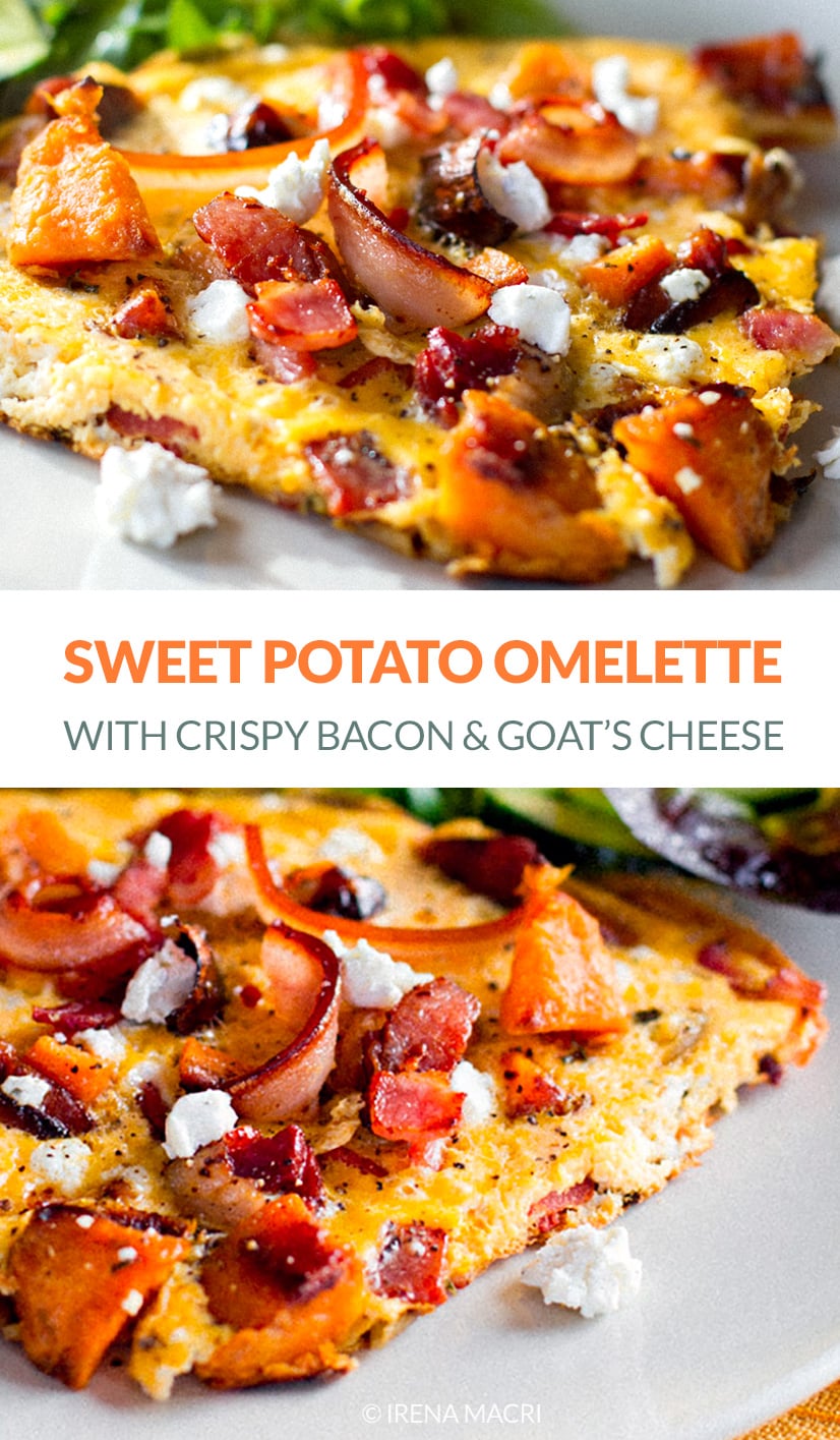 Sweet Potato Omelette With Crispy Bacon & Goat's Cheese