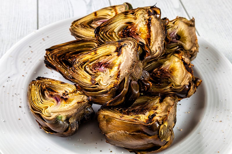 Grilled artichokes