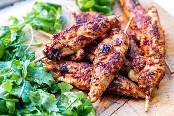 Grilled chicken tenders with marjoram tomato marinade recipe