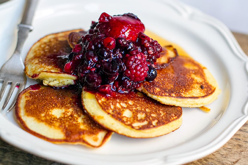 Paleo Coconut Pancakes With Berry Compote