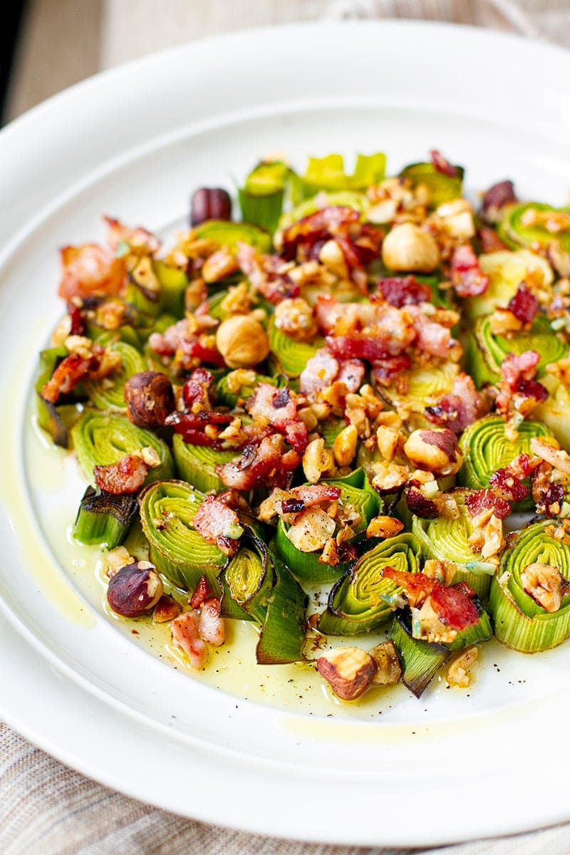 Roasted Leeks With Bacon & Hazelnuts - Irena Macri | Food Fit For Life