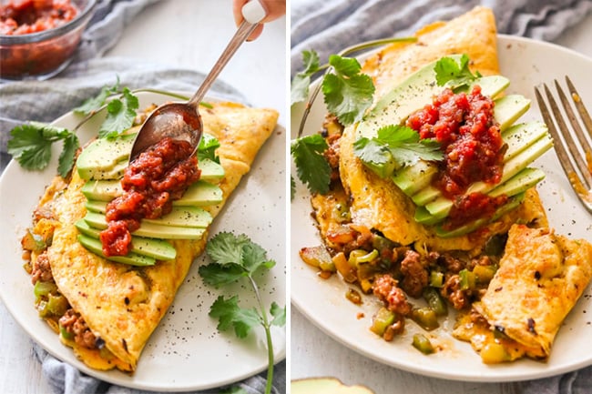 Paleo & Whole30 Chorizo Omelette With Avocado