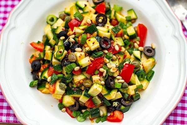Raw Zucchini Caponata Salad