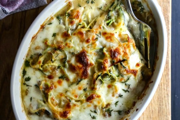 French onion zoodle bake
