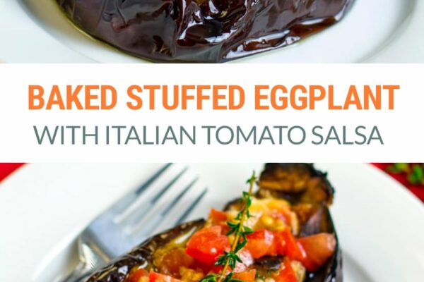 Baked Eggplant Stuffed With Italian Tomato Salsa (Vegan, Paleo, Gluten-Free, Vegetarian, Whole30)