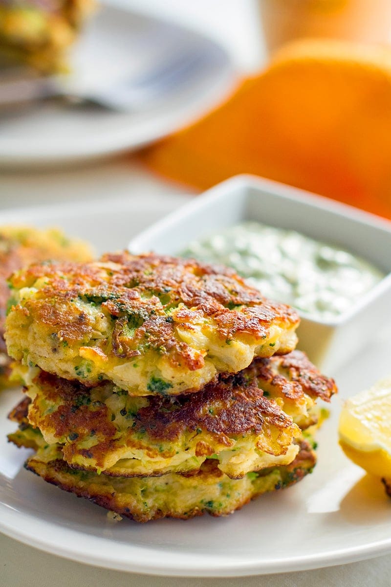 Cauliflower Fritters with Halloumi & Broccoli (Gluten-Free, Low-Carb)