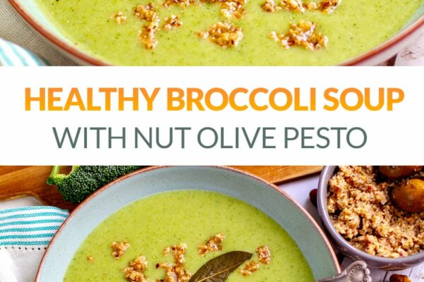 Healthy Broccoli Soup With Nut & Olive Pesto (Paleo, Whole30, Vegan)