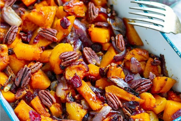 Roasted Kabocha Squash With Cranberries & Pecans