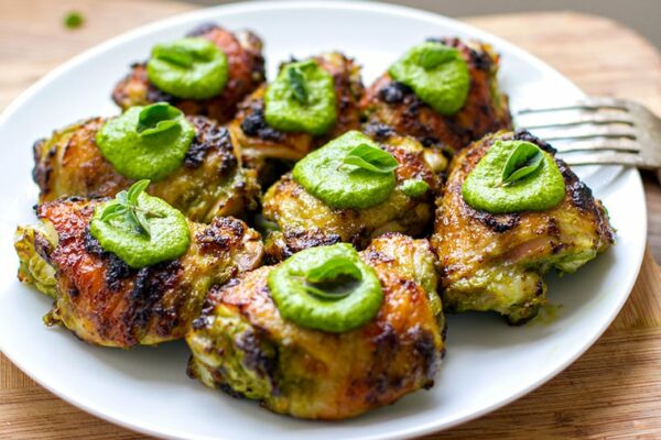 Baked Chicken Thighs With Special Green Sauce