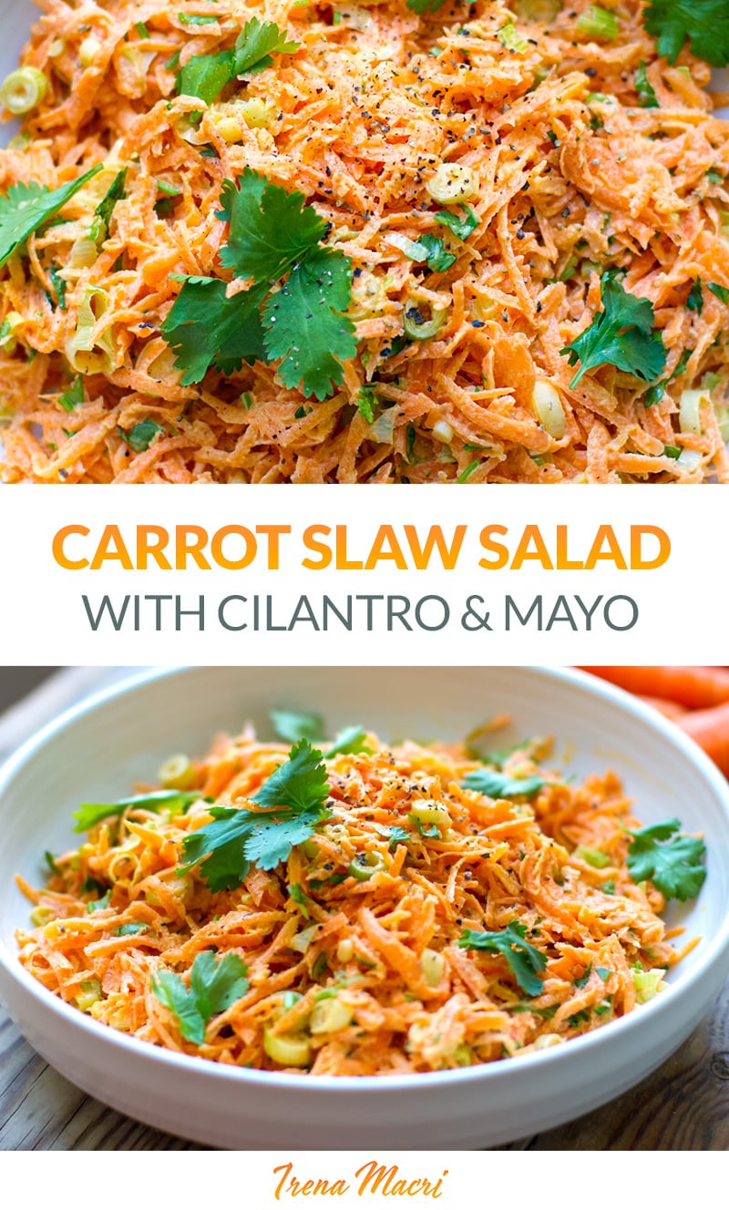Carrot Slaw Salad With Cilantro & Mayo Dressing