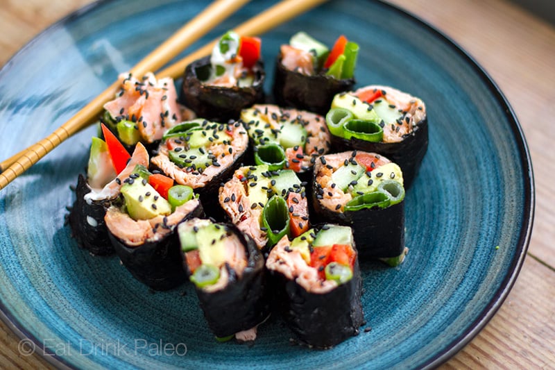 Keto Sushi Nori Rolls With Salmon & Avocado