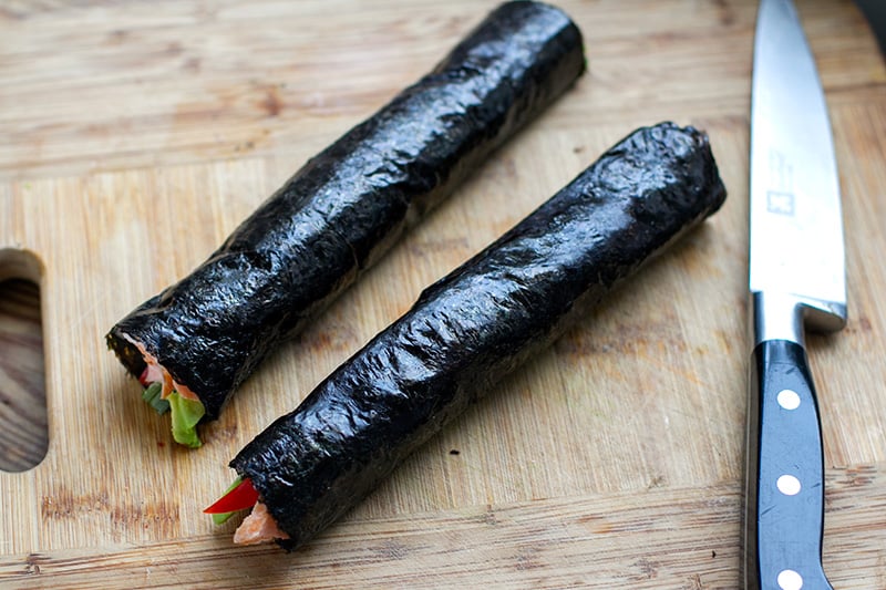  Rollos Nori Con Aguacate De Salmón (Paleo, Bajo En Carbohidratos, Sin Gluten)