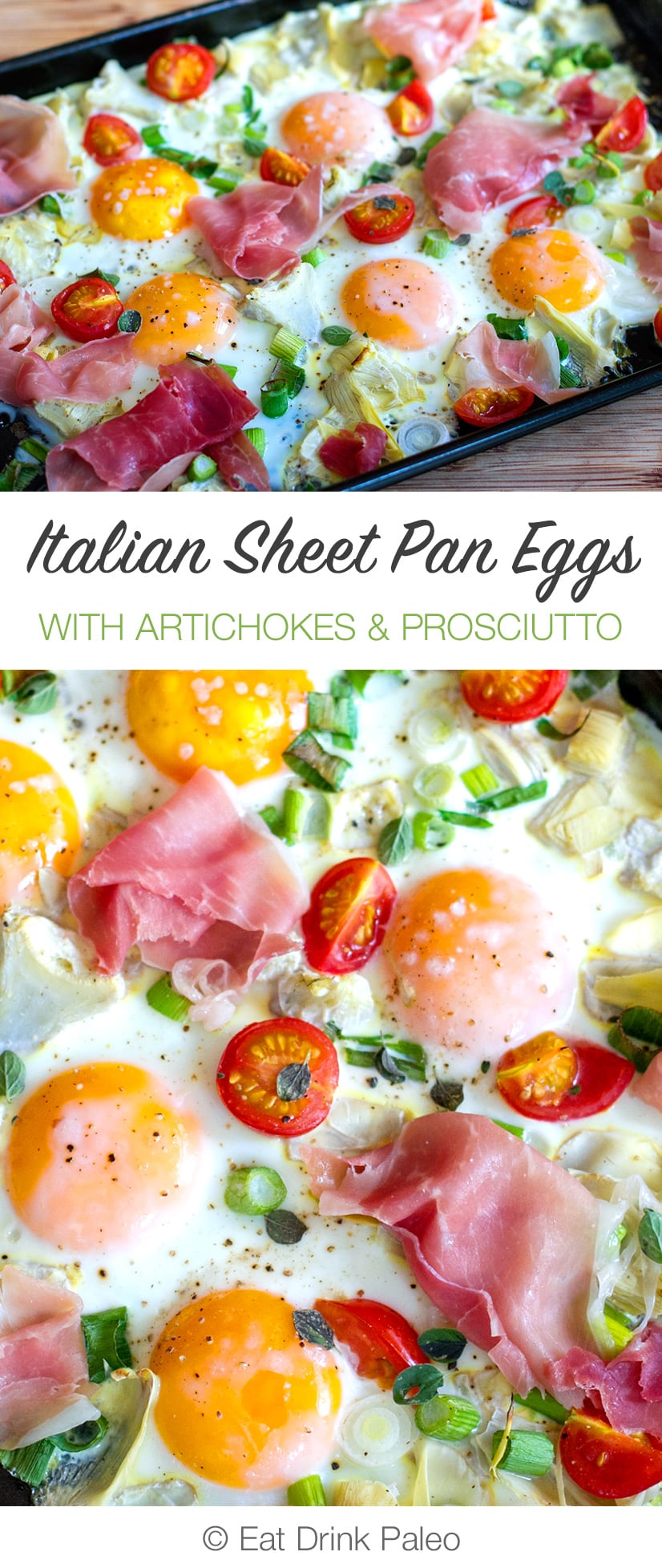 Italian Sheet Pan Eggs With Artichokes & Prosciutto