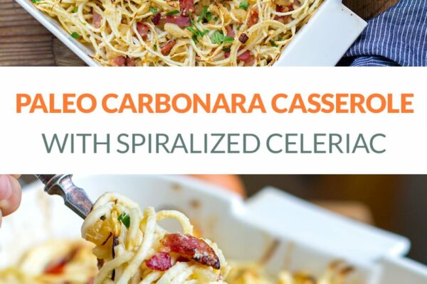 Paleo Celeriac Carbonara Casserole (Whole30, Gluten-Free, Dairy-free)
