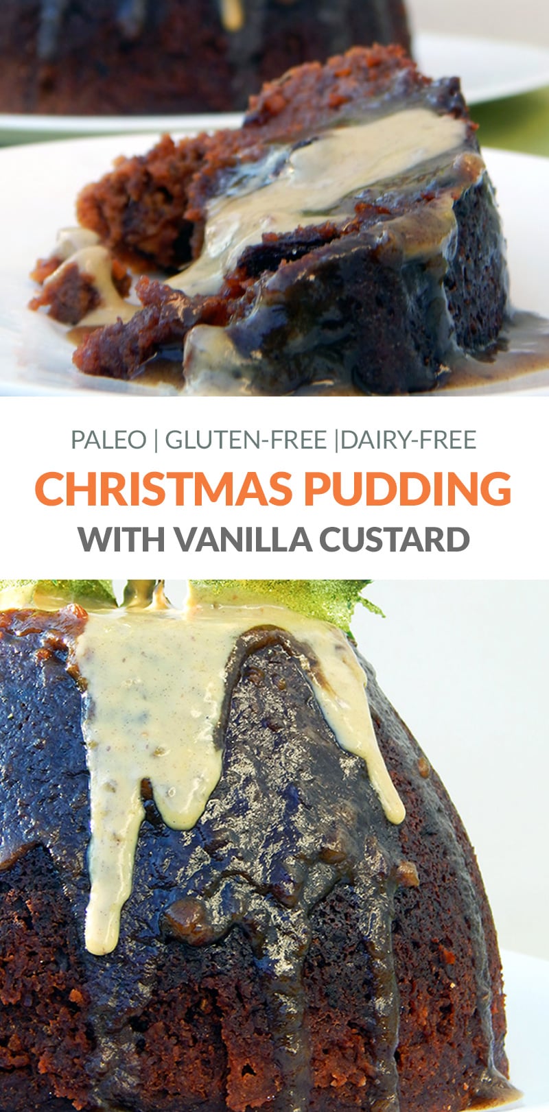 Paleo Christmas Pudding With Custard