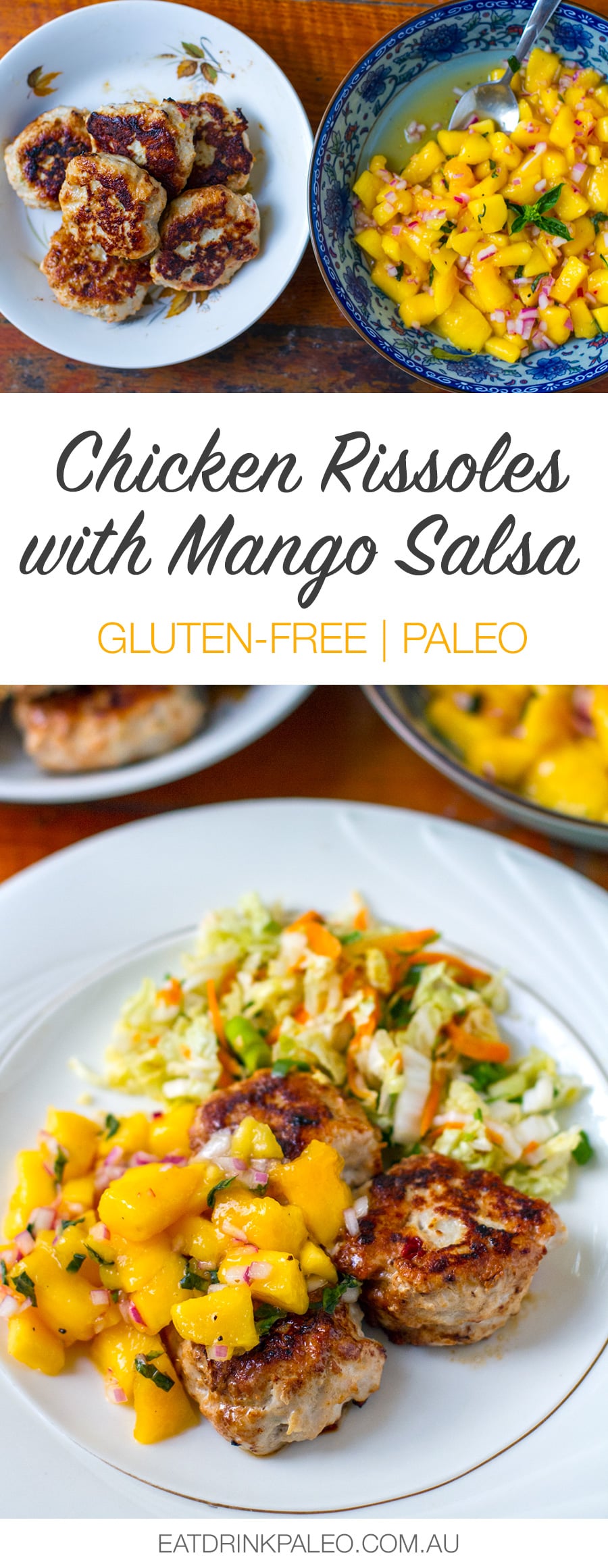 Garlic & Chilli Chicken Rissoles With Mango Salsa (Paleo, Gluten-Free)