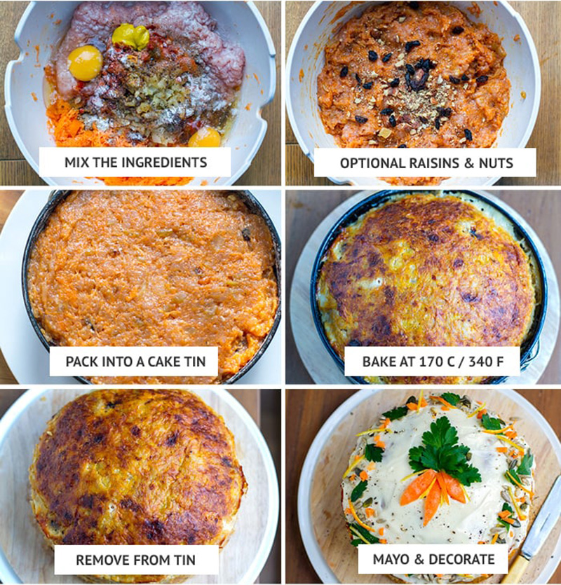 How to make savoury paleo carrot cake step-by-step photos