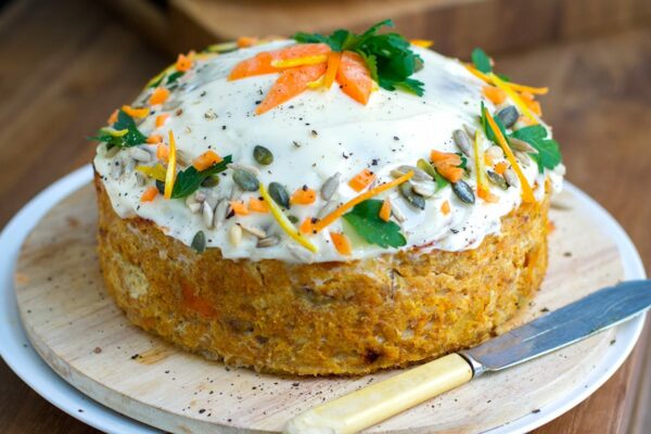 Savoury paleo carrot cake with turkey