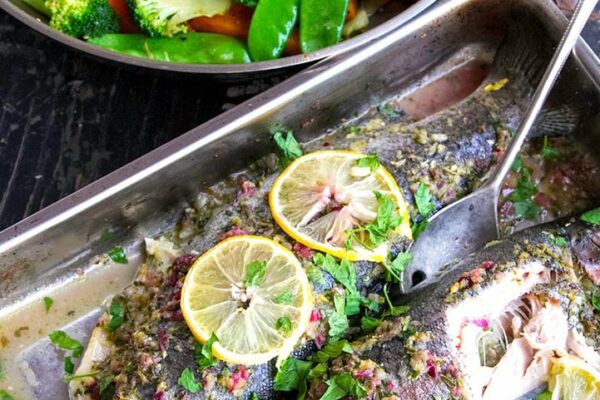 Whole Baked Trout With Herb Salsa & Lemon