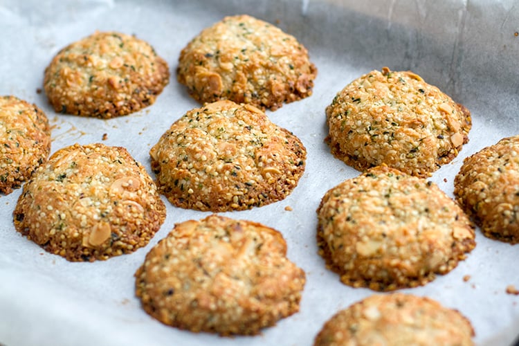 Baked paleo biscuits with hemp seeds
