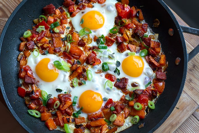 Chorizo & Sweet Potato Egg Skillet