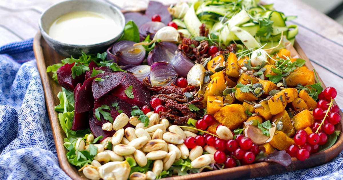 Gorgeous Fall Salad With Roasted Squash & Tahini Dressing (Whole30, Paleo)