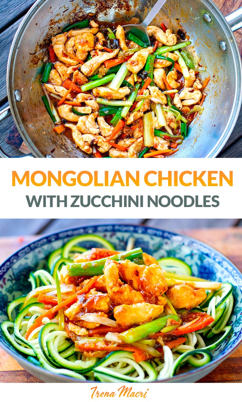 Mongolian Chicken With Zucchini Noodles (Paleo, Gluten-Free)