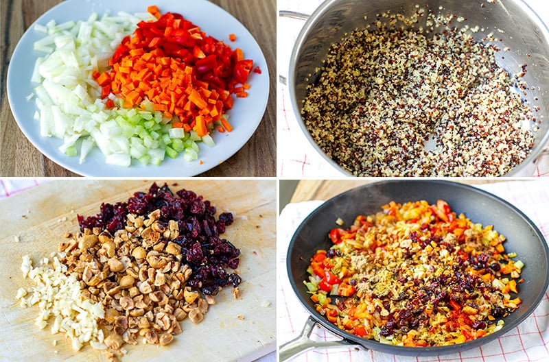 Making quinoa stuffed bell peppers