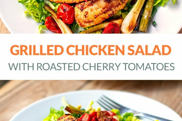 Grilled Chicken Salad With Roasted Cherry Tomatoes & Scallions