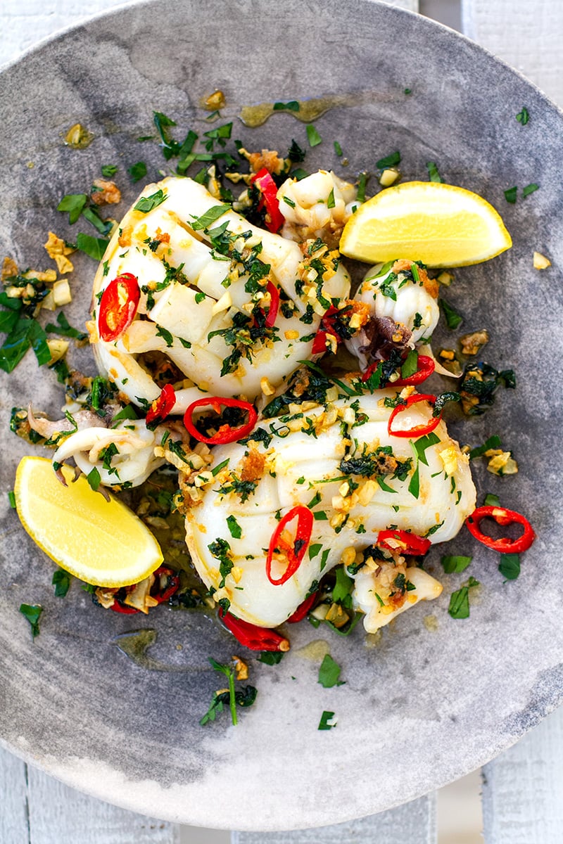Grilled Squid With Garlic Chili Parsley Irena Macri Food Fit For Life