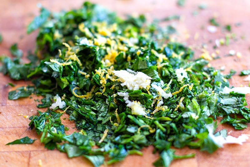 Gremolata with herbs, lemon and garlic