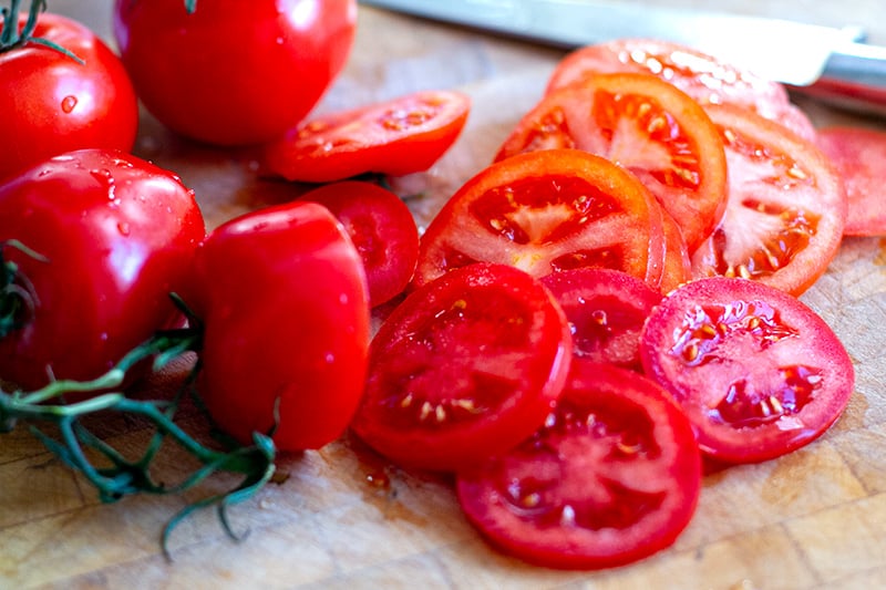 Sliced tomatoes for salad