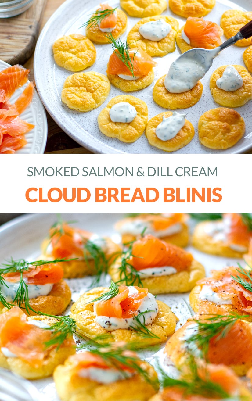 Cloud Bread Blinis With Smoked Salmon & Horseradish Cream (Keto, Gluten-Free)
