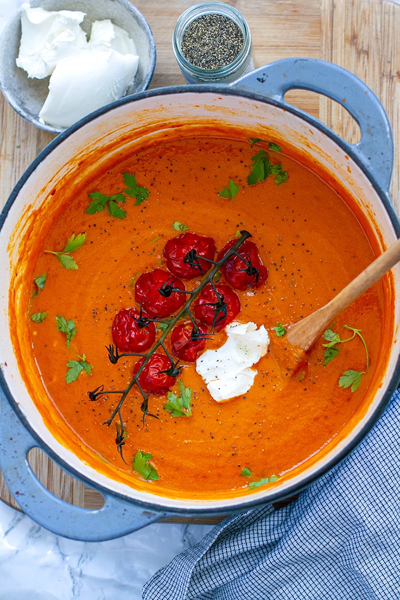 Homemade Tomato Soup With Mascarpone Cheese