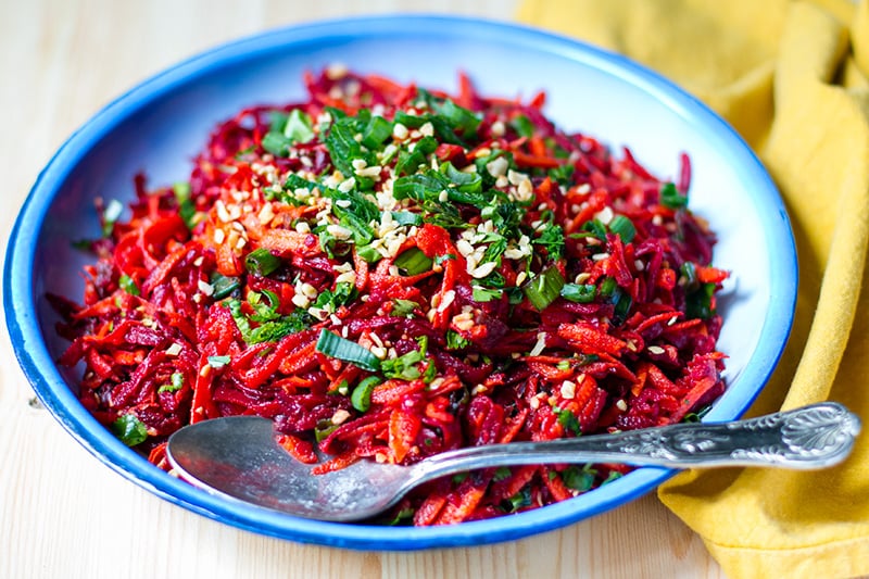 Moroccan salad with carrots and beets