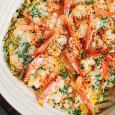 Keto Spaghetti Squash Shrimp Bake