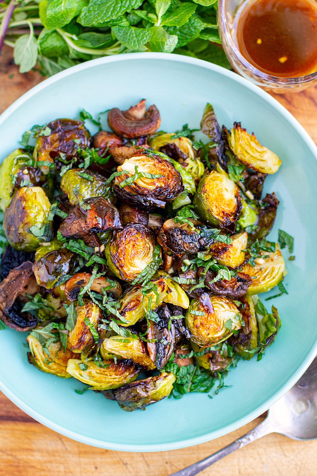 Roasted Brussel sprouts with Honey Balsamic Dressing