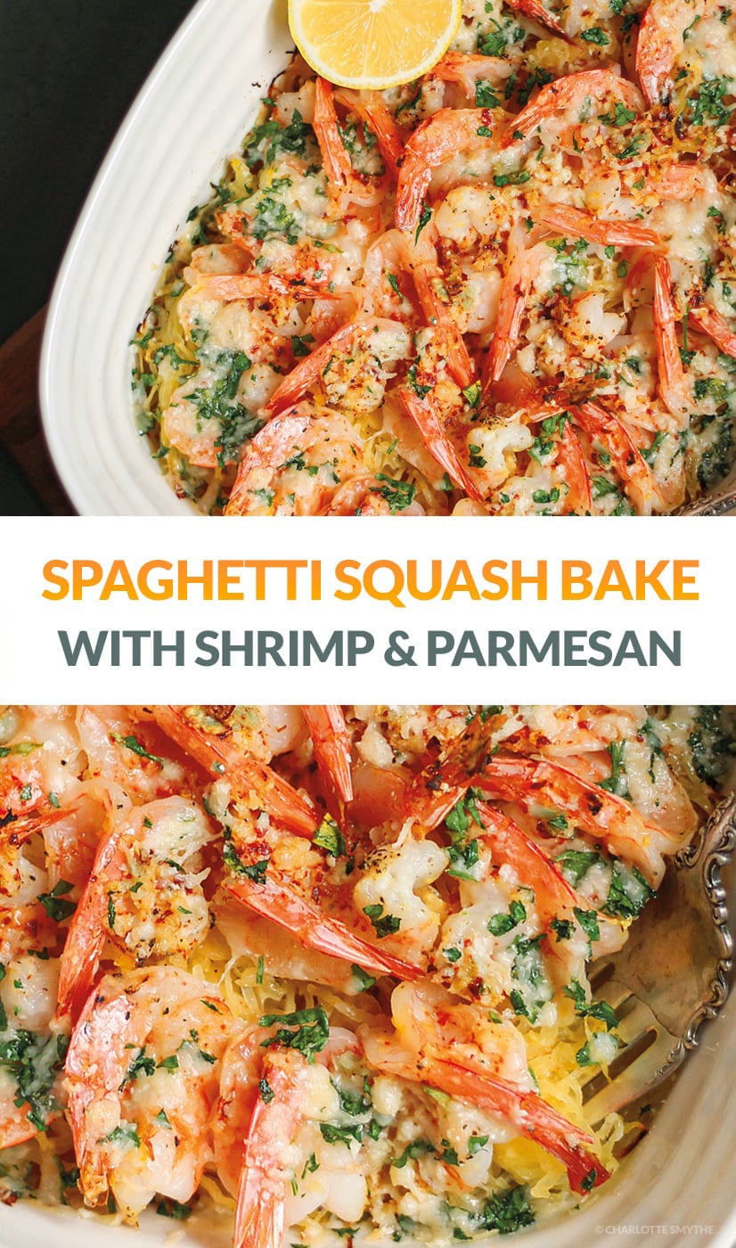 Keto Spaghetti Squash & Shrimp Bake