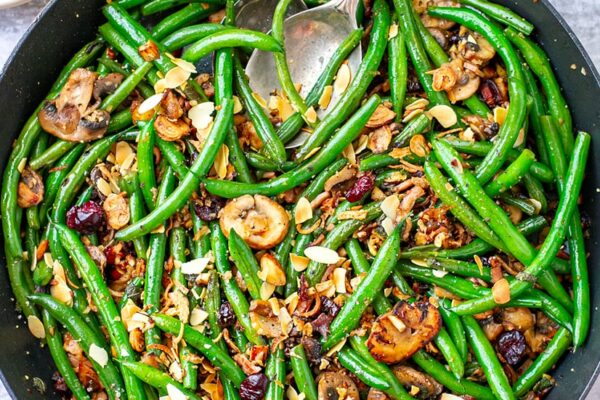 Green Beans With Almonds Bacon & Mushrooms Recipe