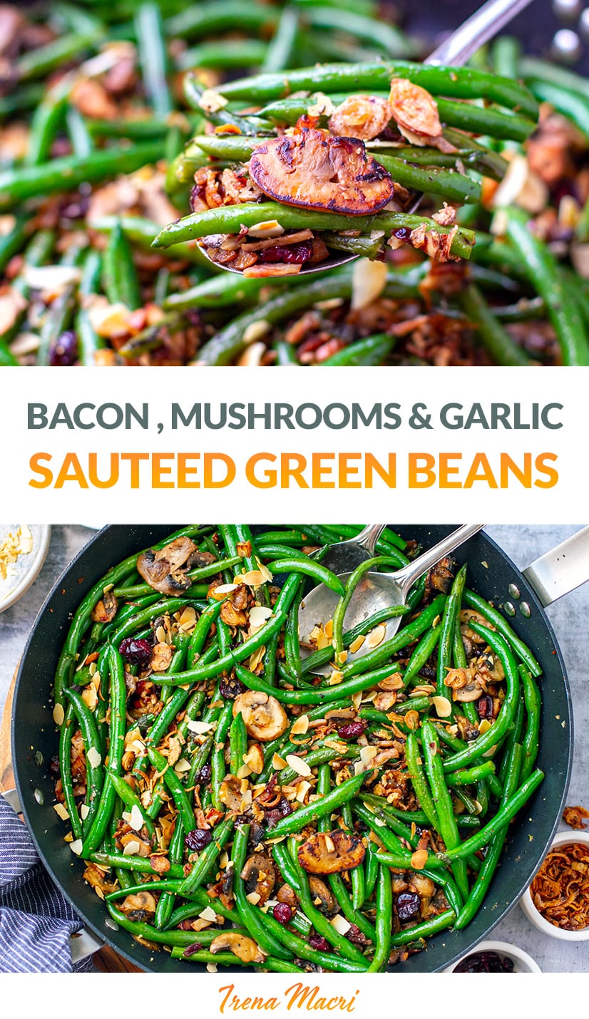 Sautéed Green Beans With Bacon, Mushrooms & Almonds (with VIDEO)