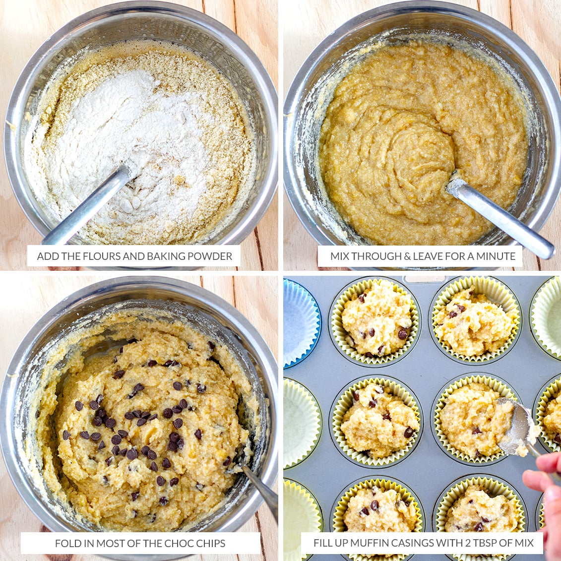 How to make banana choc chip muffins step 2