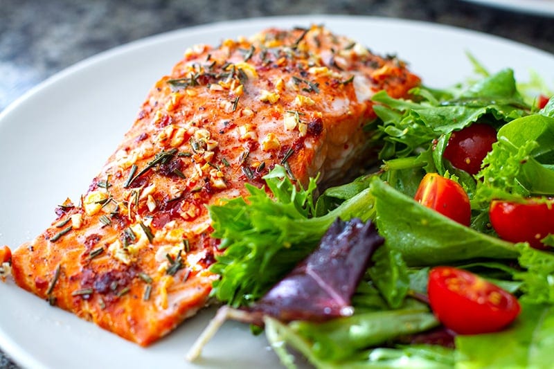 Oven Baked Salmon Fillets With Rosemary & Garlic