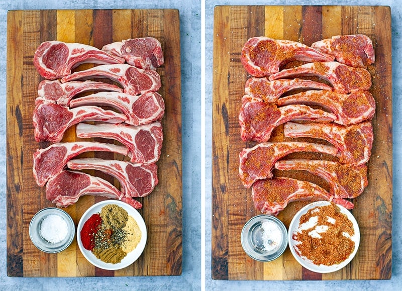 Preparing spiced lamb cutlets