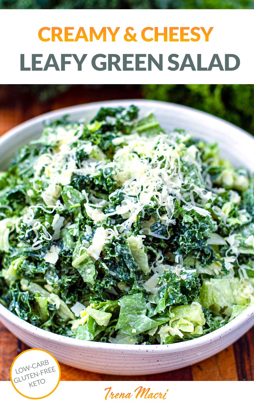 Cheesy Creamy Leafy Green Salad (Keto, Gluten-Free)