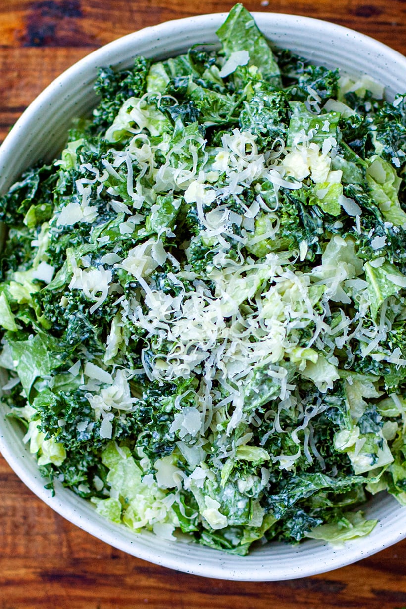 Cheesy Creamy Kale Salad With Other Leafy Greens