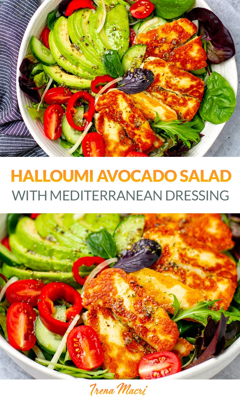 Avocado Halloumi Salad With Mediterranean Dressing
