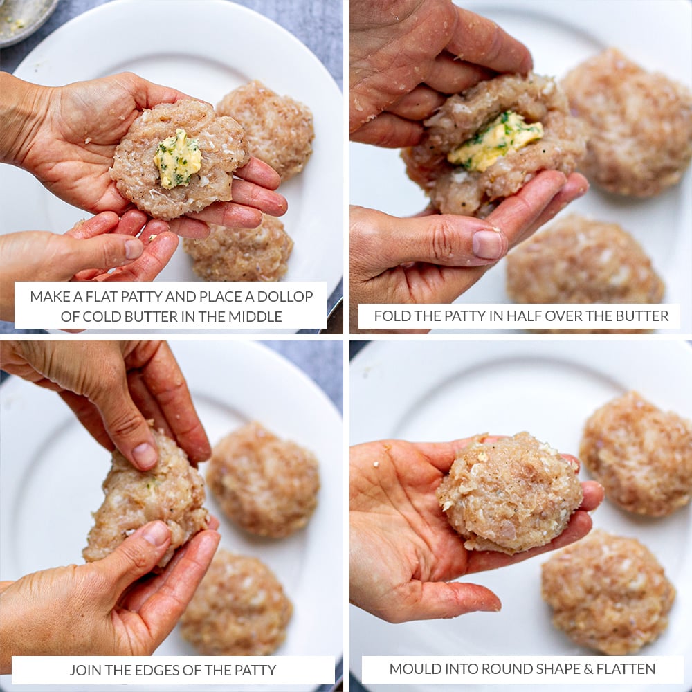Wie man Kiewer Hühnchen-Burger macht – Schritt 2 – die Burger in Ihren Händen formen