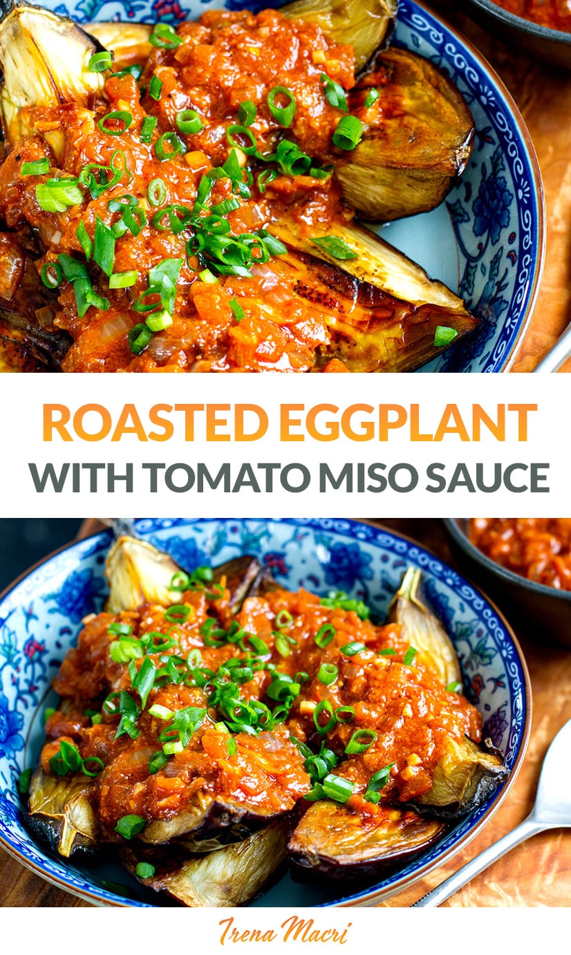 Miso ve domatesli közlenmiş patlıcan (vegan, glutensiz)